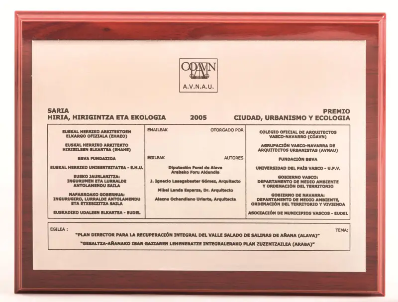 Premio al Plan Director de Recuperación Integral del Valle Salado de Añana